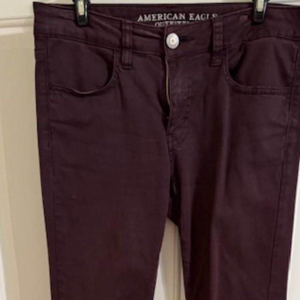 AE American Eagle SUPER STRETCH Jeggings WINE Burgundy Maroon Size 6 Reg EUC